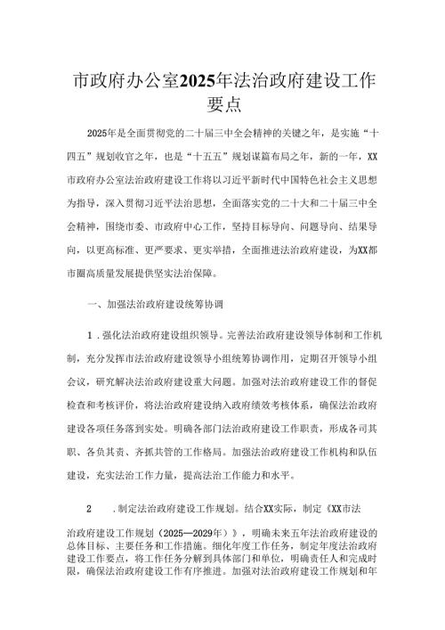 市政府办公室2025年法治政府建设工作要点.docx