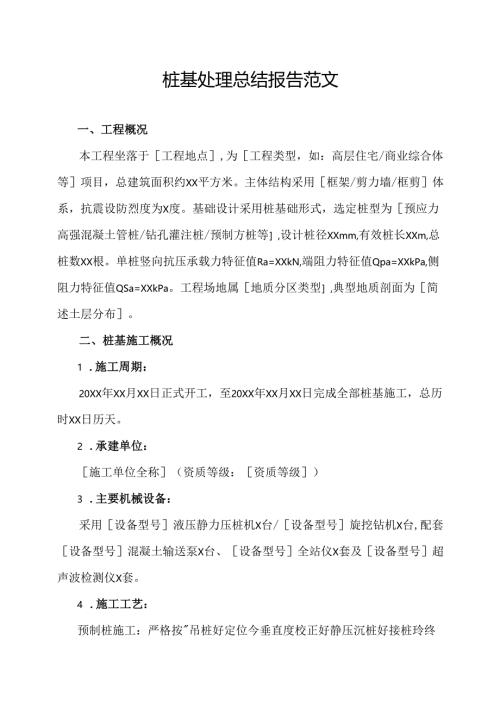 桩基处理总结报告范文.docx