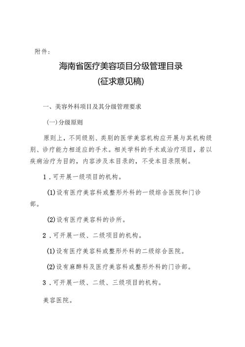 海南省医疗美容项目分级管理目录（征.docx