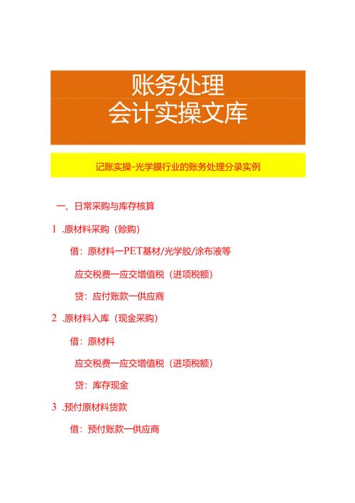 记账实操-光学膜行业的账务处理分录实例.docx