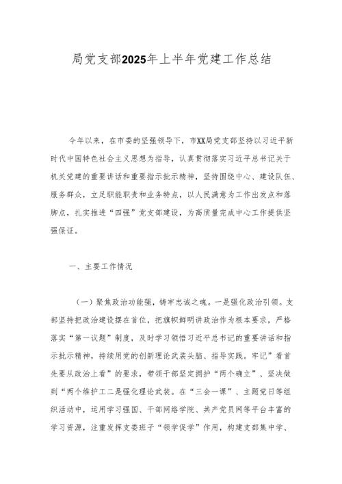 局党支部2025年上半年党建工作总结.docx