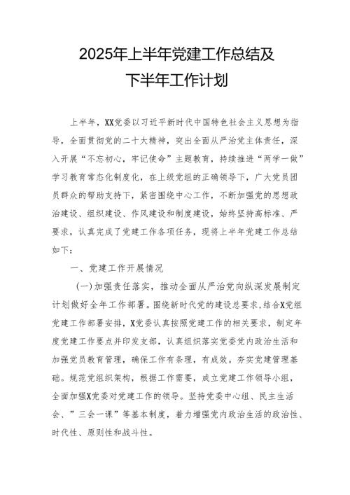开展2025年上半年党建工作总结及下一步工作打算合计4份.docx
