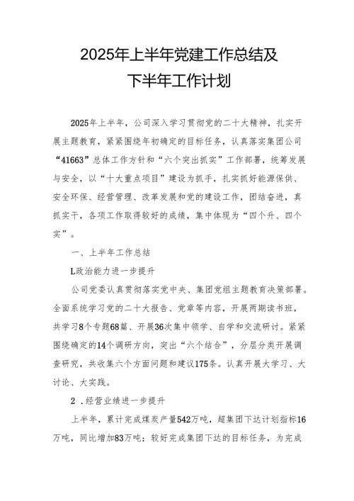 开展2025年上半年《党建工作总结》及下一步工作打算（3份）_55.docx