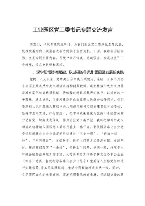 工业园区党工委书记专题交流发言.docx