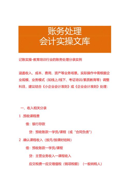 记账实操-教育培训行业的全盘账务处理会计分录实例.docx