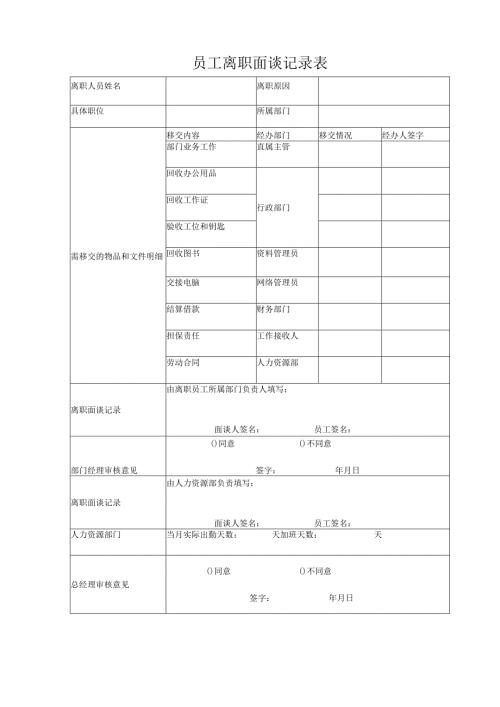 员工离职面谈记录表.docx
