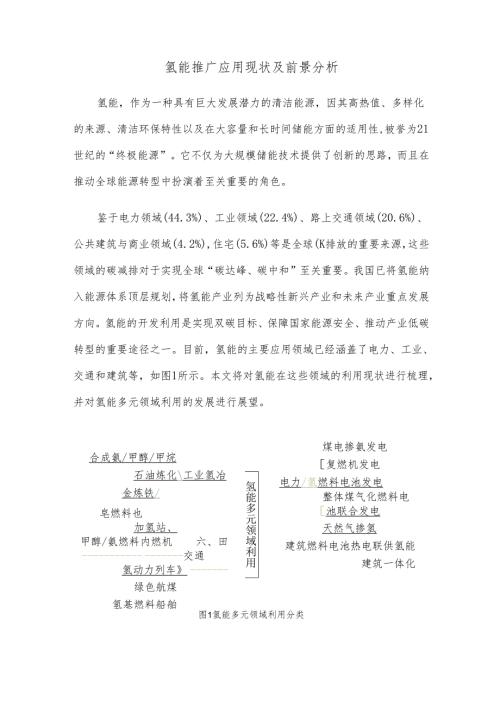 氢能推广应用现状及前景分析.docx