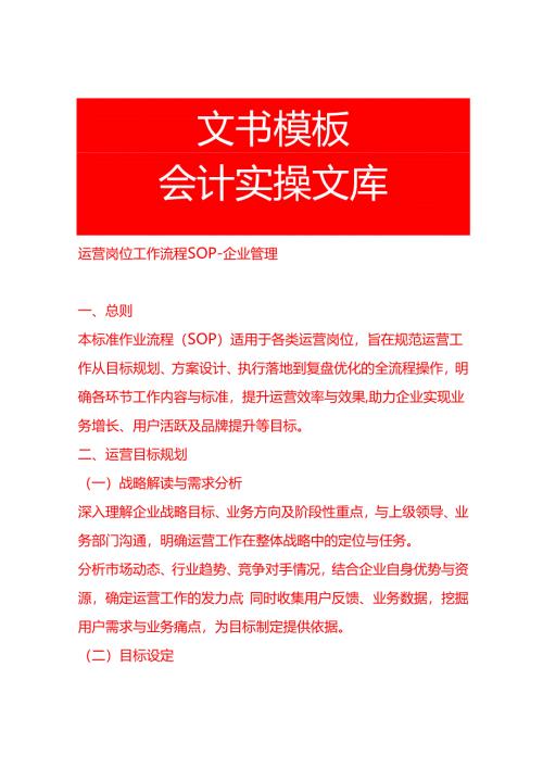 运营岗位工作流程SOP-企业管理.docx