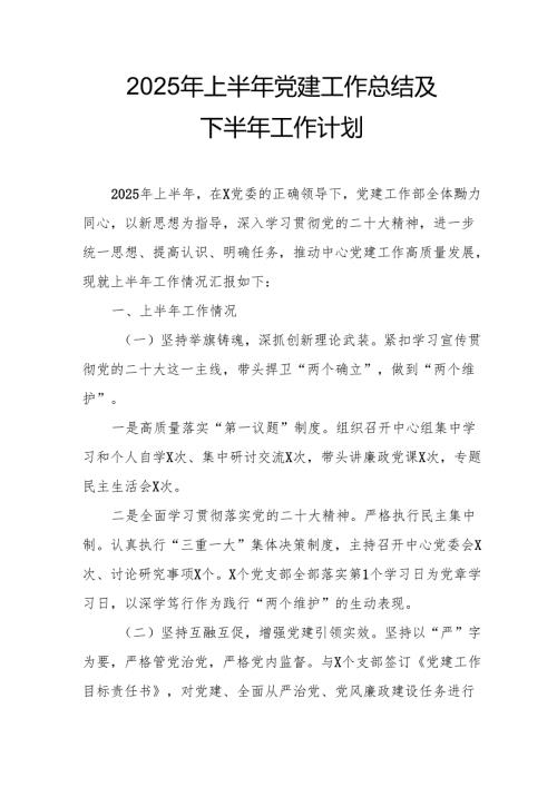 开展2025年上半年《党建工作总结》及下一步工作打算（4份）_54.docx