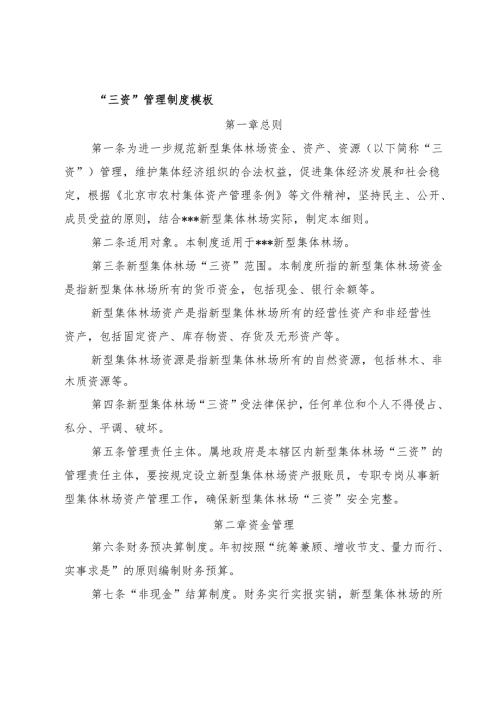 新型集体林场“三资”管理制度模板.docx