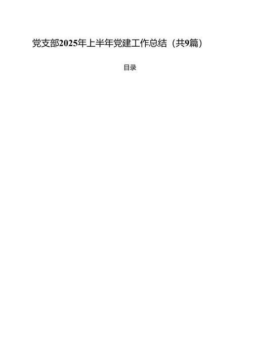 党支部2025年上半年党建工作总结(精选九篇完整版).docx