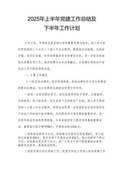 开展2025年上半年《党建工作总结》及下一步工作打算合计3份.docx