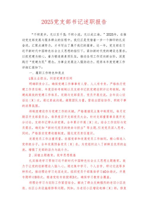 2025党支部书记述职报告.docx