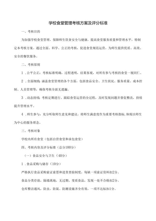学校食堂管理考核方案及评分标准.docx