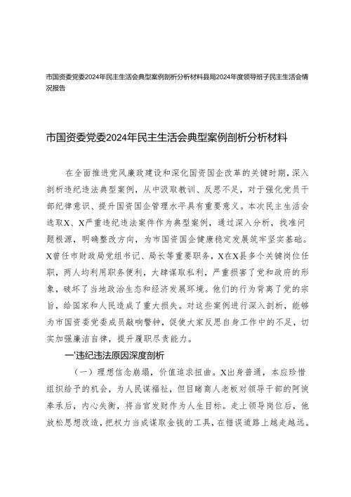 2025年党委民主生活会典型案例剖析分析材料+领导班子民主生活会情况报告.docx