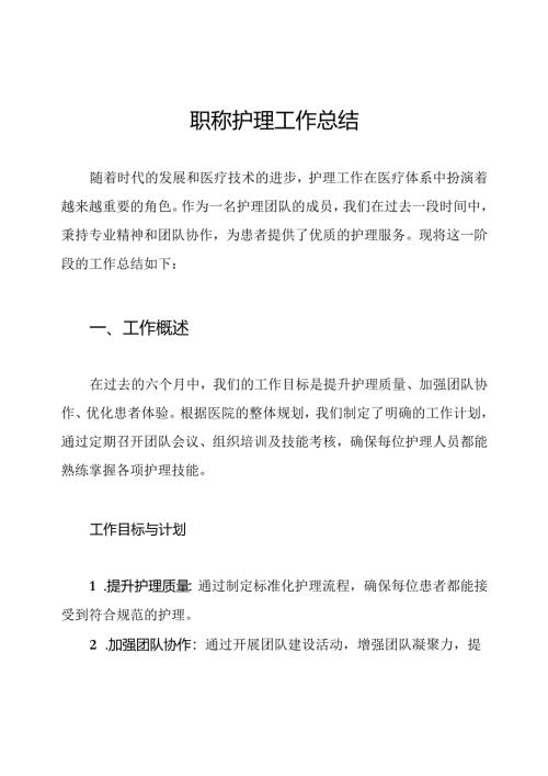 职称护理工作总结.docx