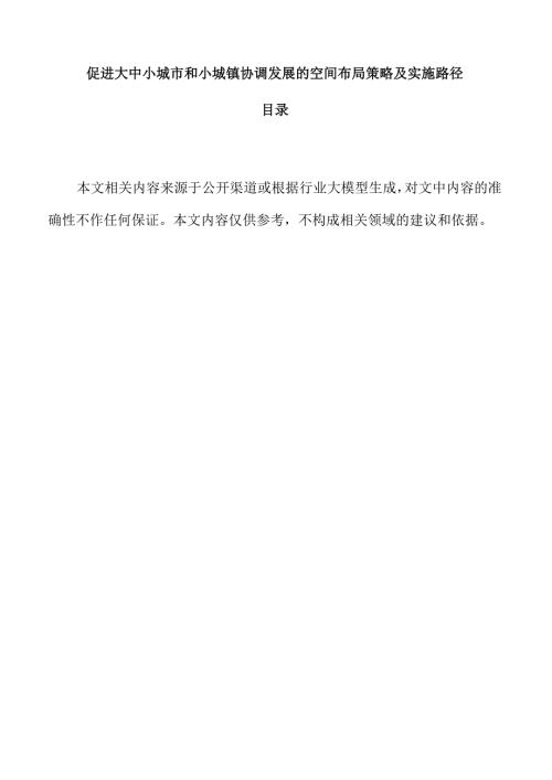 促进大中小城市和小城镇协调发展的空间布局策略及实施路径.docx