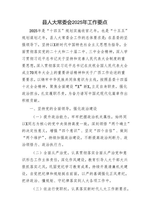 县人大2025年工作要点（计划）.docx