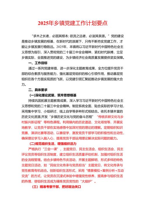 2025年乡镇党建工作计划要点.docx