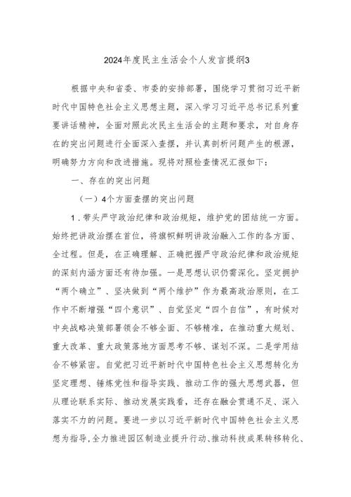 2024年度民主生活会个人发言提纲3.docx