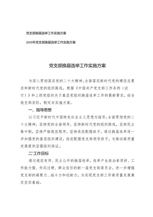 2025年党支部换届选举工作实施方案.docx