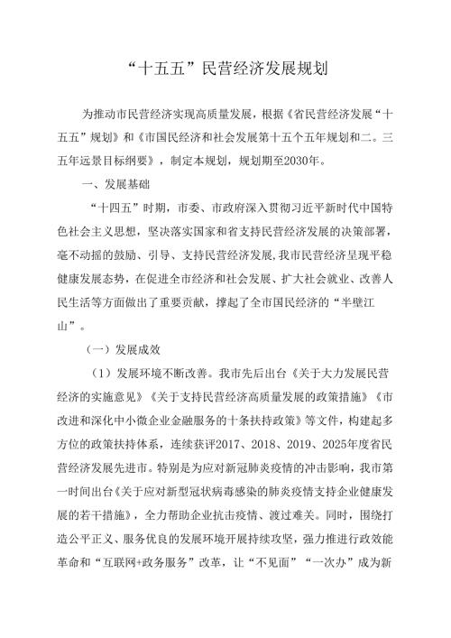 “十五五”民营经济发展规划.docx