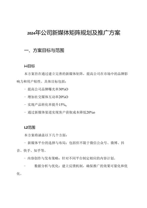 2024年公司新媒体矩阵规划及推广方案.docx