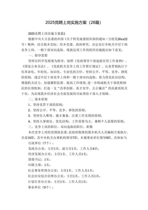 2025竞聘上岗实施方案（28篇）.docx