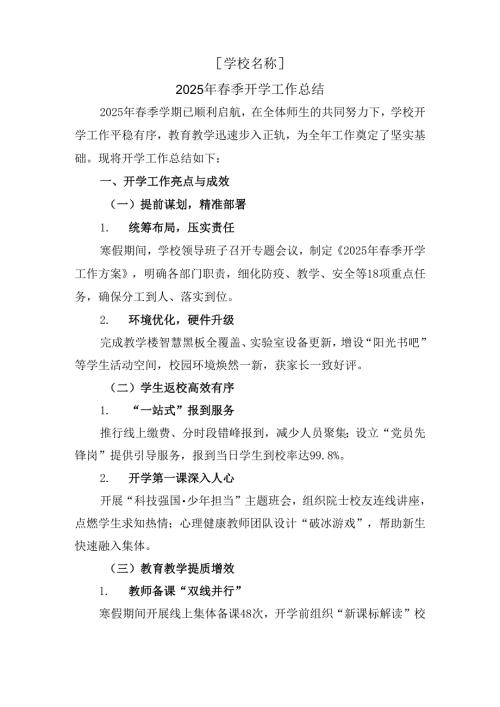 2025年春季开学工作总结.docx