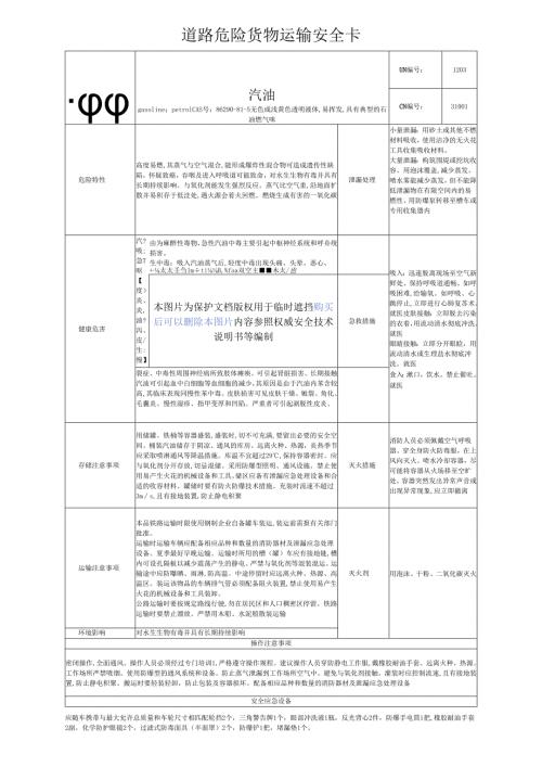 2025版《汽油道路危险货物运输安全卡》新修订版.docx