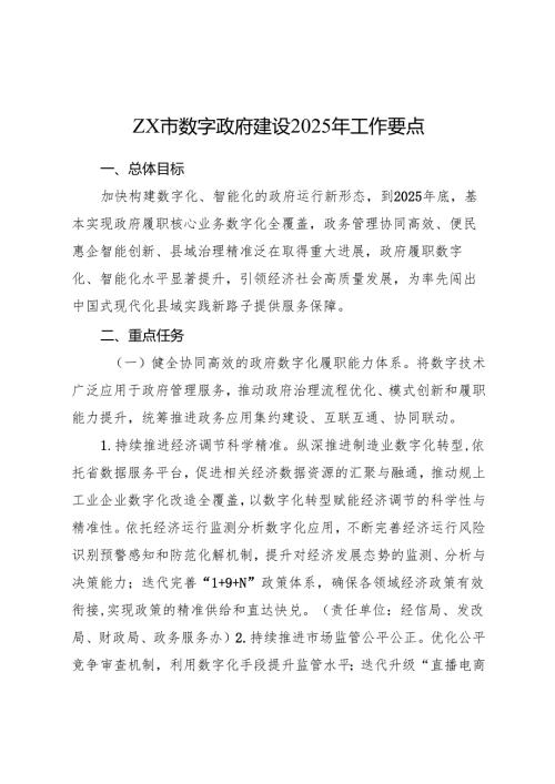 数字政府建设2025年工作要点（计划）.docx