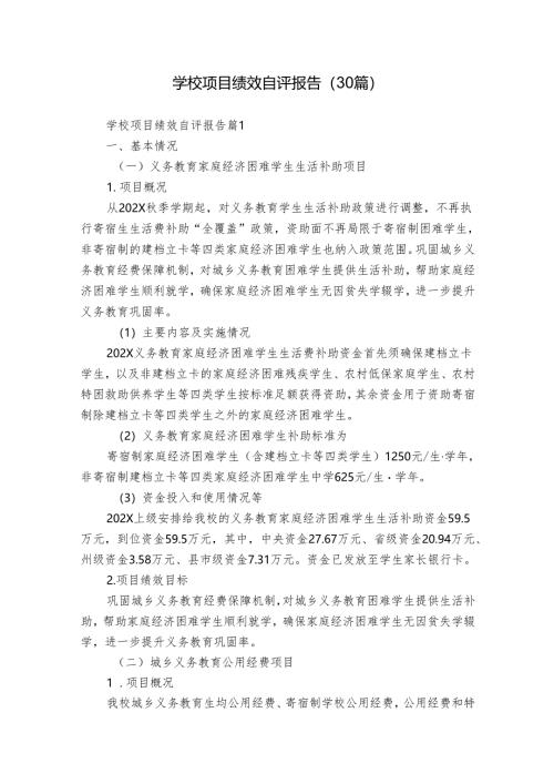 学校项目绩效自评报告（30篇）.docx