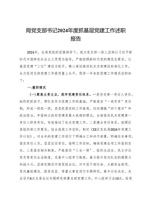 局党支部书记2024年度抓基层党建工作述职报告.docx