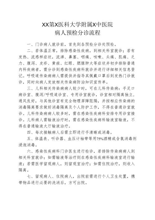 XX第X医科大学附属X中医院病人预检分诊流程（2025年）.docx