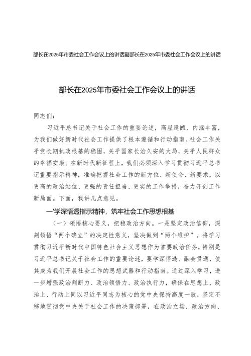 2篇 部长在2025年市委社会工作会议上的讲话.docx