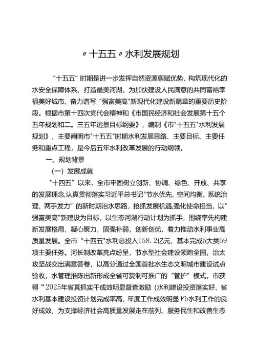 “十五五”水利发展规划.docx