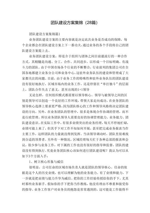 团队建设方案集锦（28篇）.docx