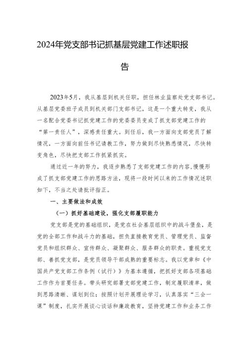 2024年党支部书记抓基层党建工作述职报告.docx