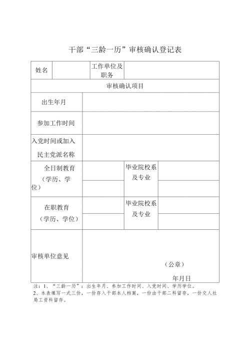 干部“三龄一历”审核确定登记表.docx