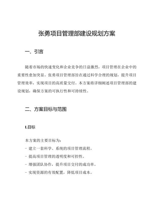 张勇 项目管理部建设规划方案.docx