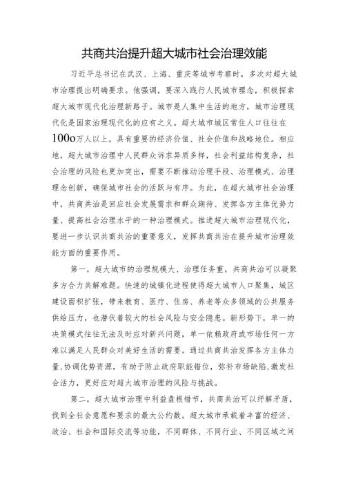 共商共治提升超大城市社会治理效能.docx