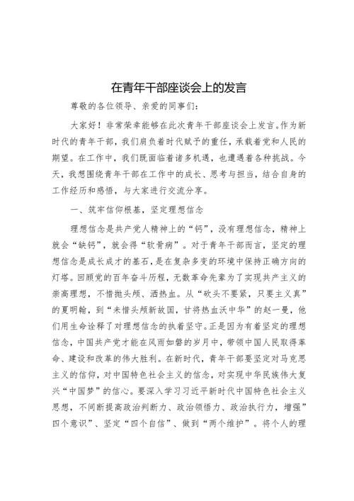 在青年干部座谈会上的发言.docx