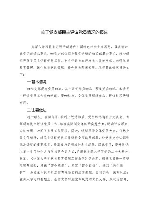 2025年关于党支部民主评议党员情况的报告.docx