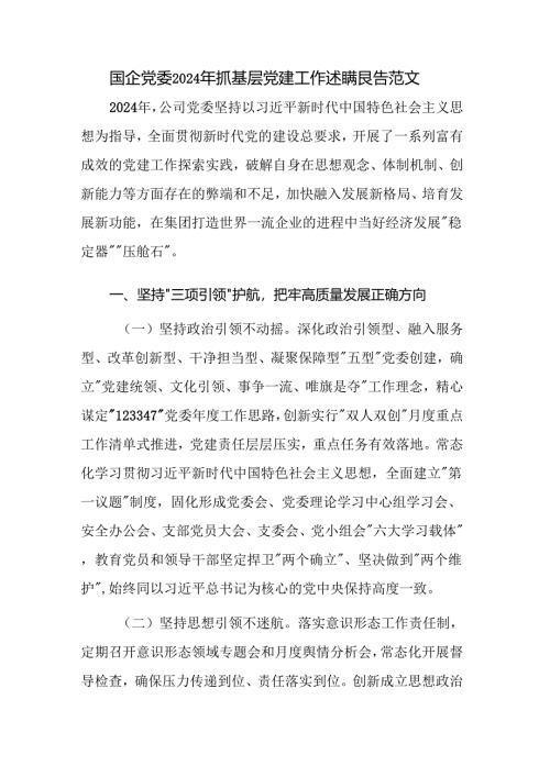 国企党委2024年抓基层党建工作述职报告范文.docx