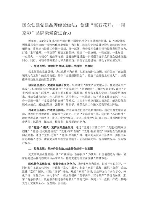 国企创建党建品牌经验做法：创建“宝石花开一同京彩”品牌凝聚奋进合力.docx