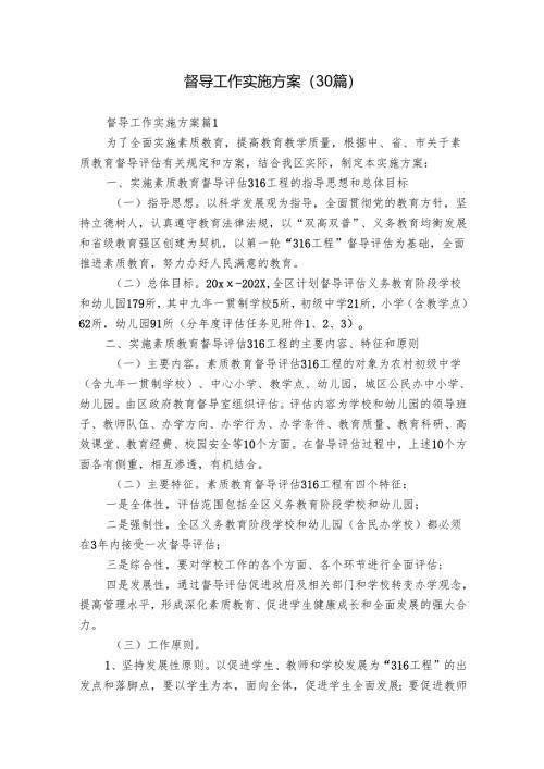 督导工作实施方案（30篇）.docx
