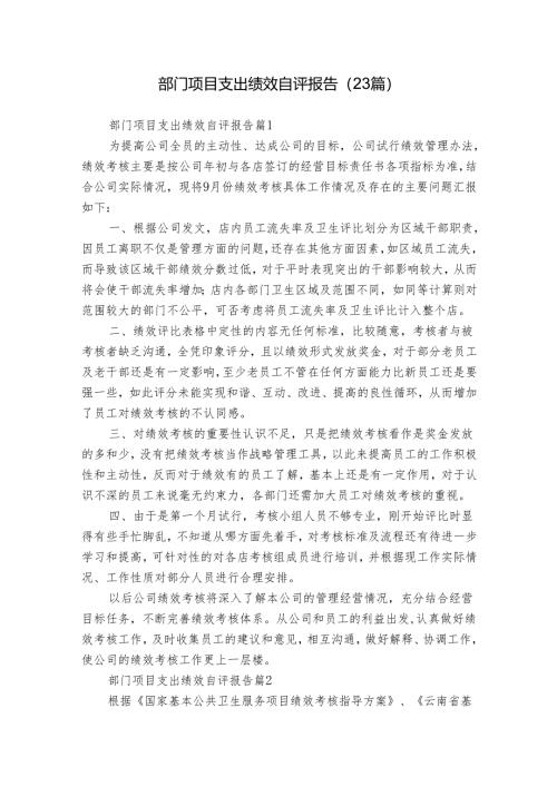 部门项目支出绩效自评报告（23篇）.docx