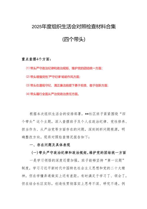 领导班子2025年班子成员组织生活会个人对照检查剖析材料.docx