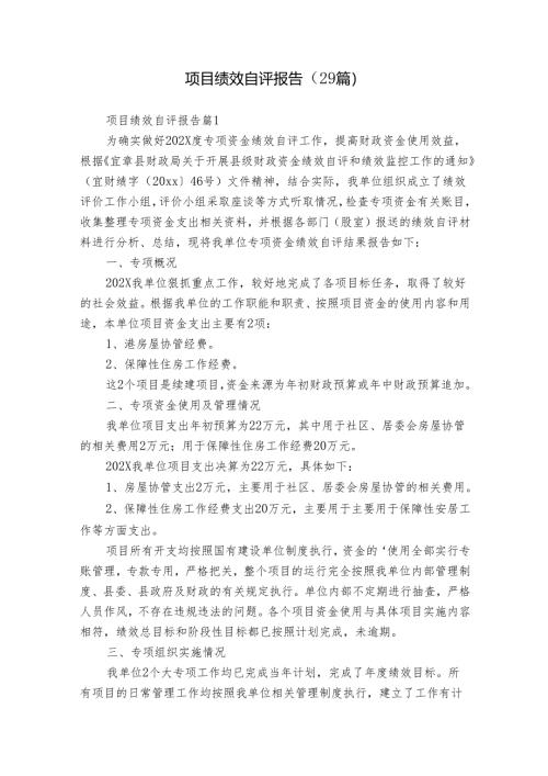 项目绩效自评报告（29篇）.docx
