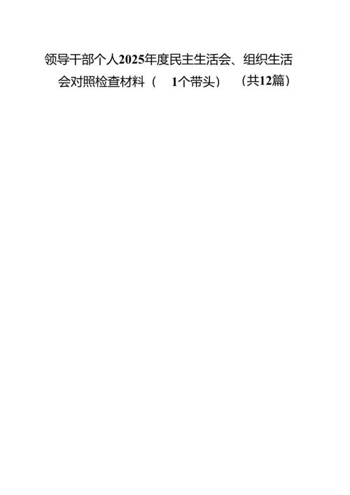 领导干部个人2025年度民主生活会、组织生活会对照检查材料（四个带头）（12篇）.docx
